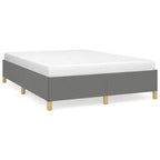 Cadre de lit en tissu gris foncé, contreplaqué, bois composite Double