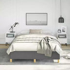 Cadre de lit en tissu gris foncé, contreplaqué, bois composite Double