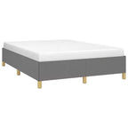 Cadre de lit en tissu gris foncé, contreplaqué, bois composite Double