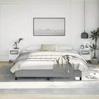 Cadre de lit Gris clair Tissu 100 % polyester, contreplaqué, bois composite
