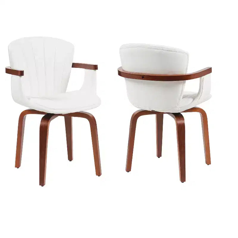Homy Casa Lot de 2 chaises de salle à manger pivotantes en similicuir PU avec cadre en bois courbé et accoudoirs