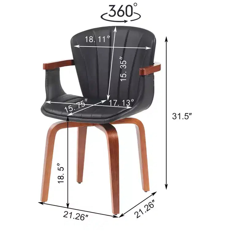 Homy Casa Lot de 2 chaises de salle à manger pivotantes en similicuir PU avec cadre en bois courbé et accoudoirs