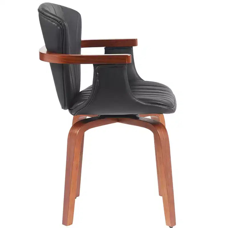 Homy Casa Lot de 2 chaises de salle à manger pivotantes en similicuir PU avec cadre en bois courbé et accoudoirs