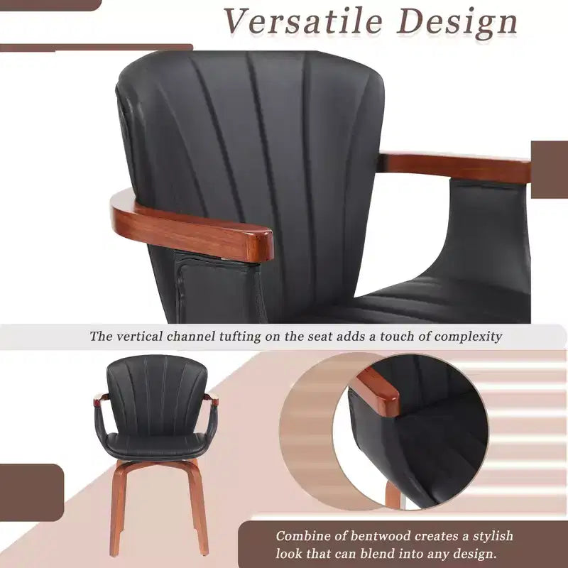 Homy Casa Lot de 2 chaises de salle à manger pivotantes en similicuir PU avec cadre en bois courbé et accoudoirs
