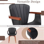 Homy Casa Lot de 2 chaises de salle à manger pivotantes en similicuir PU avec cadre en bois courbé et accoudoirs