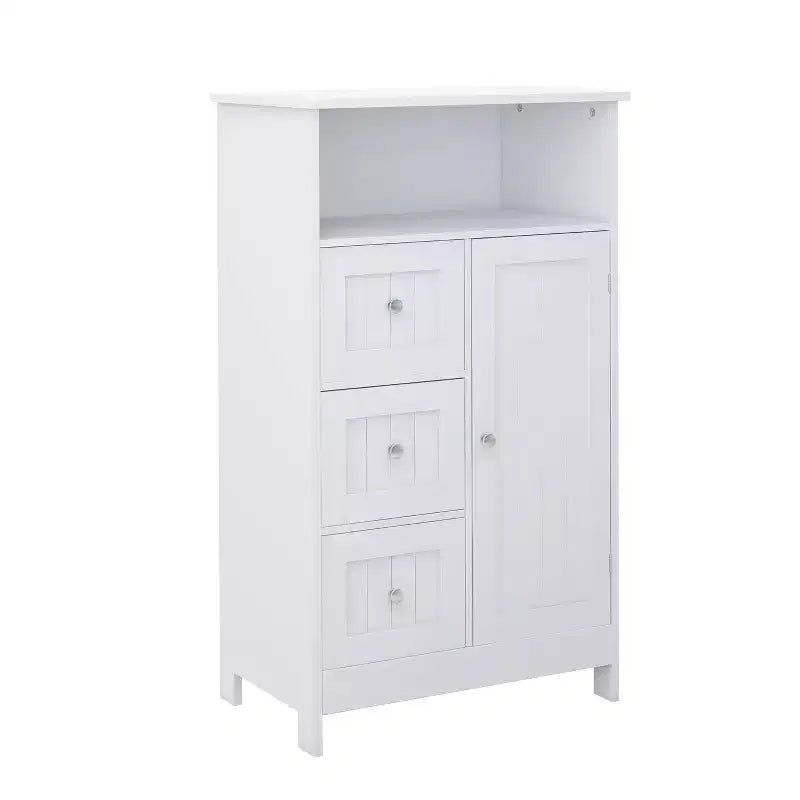 Meuble de rangement debout Homy Casa avec 3 tiroirs et une porte, blanc