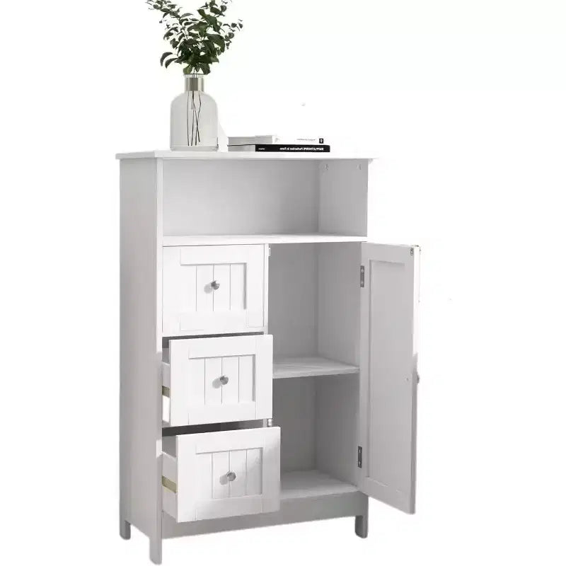 Meuble de rangement debout Homy Casa avec 3 tiroirs et une porte, blanc