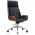 HomeRoots Black Rosewood and Silver Adjustable Height Swivel Rolling Executive Office Chair