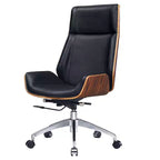 Chaise de bureau exécutive HomeRoots, réglable en hauteur, pivotante et à roulettes, en bois de rose noir et argent