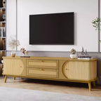 TV Stand for 75-Inch TVs, Modern Wooden Entertainment Center with 2 Cabinets & 2 Drawers, Sturdy Wood Legs Console Table