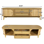 Meuble TV pour téléviseurs de 75 pouces, meuble de divertissement moderne en bois avec 2 armoires et 2 tiroirs, table console avec pieds en bois robustes