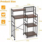 Étagère de Réfrigérateur à Roulettes, Support de Rangement de Cuisine à 5 Niveaux, Rack à Micro-ondes Réglable, Table avec Rangement, Support de Réfrigérateur