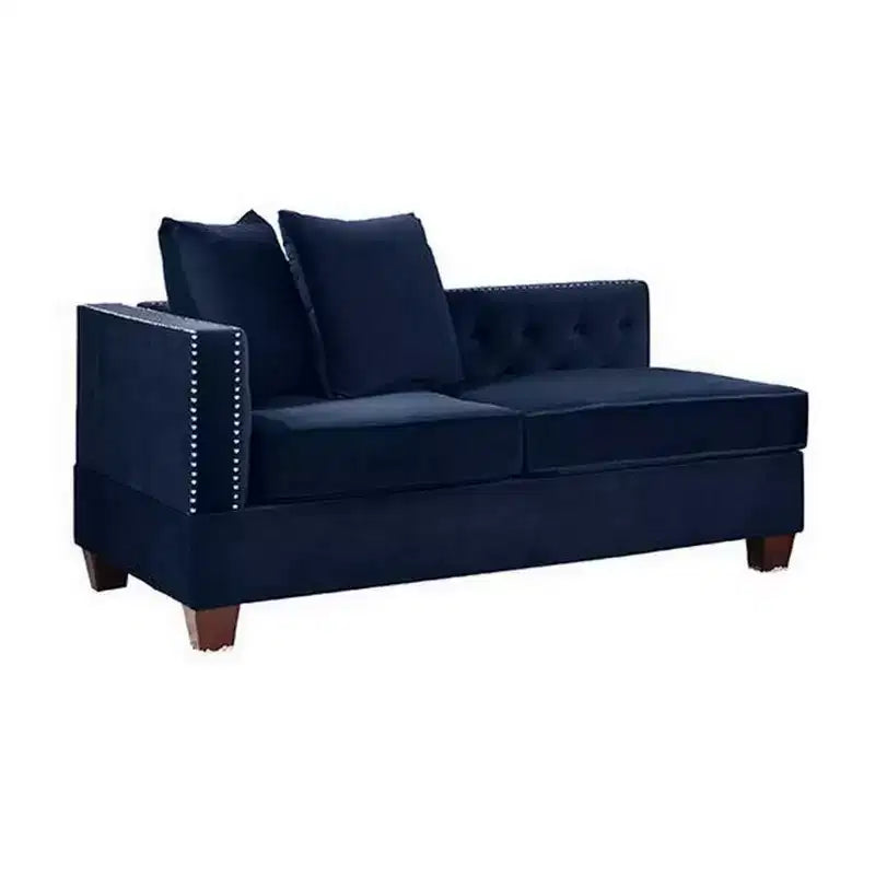 Chaise longue réversible Royal Hampton 58 po avec accoudoir, 2 coussins, garniture cloutée, indigo