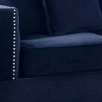 Chaise longue réversible Royal Hampton 58 po avec accoudoir, 2 coussins, garniture cloutée, indigo