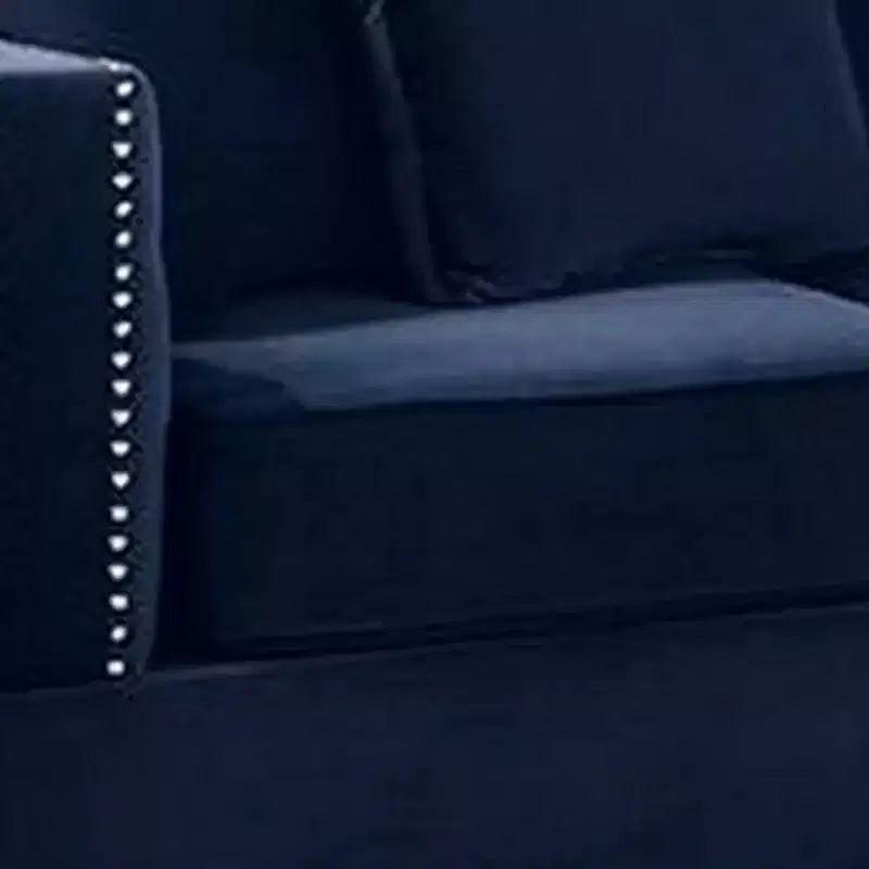 Chaise longue réversible Royal Hampton 58 po avec accoudoir, 2 coussins, garniture cloutée, indigo