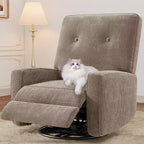 Fauteuil inclinable surdimensionné Acekool avec fonction pivotante et basculante, lin, fauteuil inclinable et coulissant à 360° pour salon, chambre