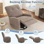 Fauteuil inclinable surdimensionné Acekool avec fonction pivotante et basculante, lin, fauteuil inclinable et coulissant à 360° pour salon, chambre