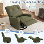 Fauteuil inclinable surdimensionné Acekool avec fonction pivotante et basculante, lin, fauteuil inclinable et coulissant à 360° pour salon, chambre