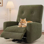 Fauteuil inclinable surdimensionné Acekool avec fonction pivotante et basculante, lin, fauteuil inclinable et coulissant à 360° pour salon, chambre
