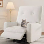 Fauteuil inclinable surdimensionné Acekool avec fonction pivotante et basculante, lin, fauteuil inclinable et coulissant à 360° pour salon, chambre