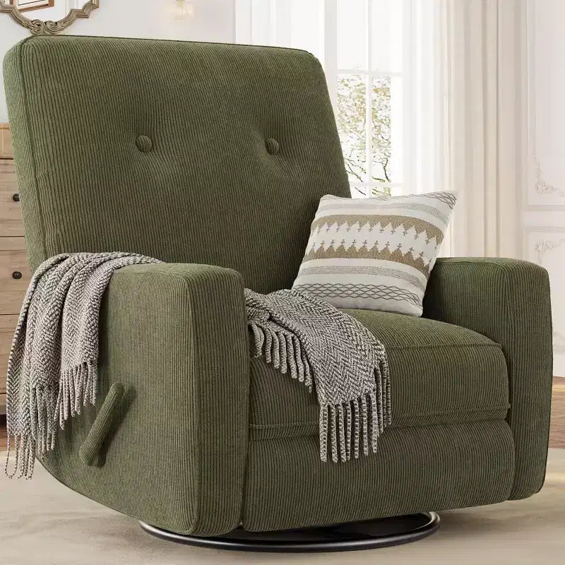 Fauteuil inclinable surdimensionné Acekool avec fonction pivotante et basculante, lin, fauteuil inclinable et coulissant à 360° pour salon, chambre