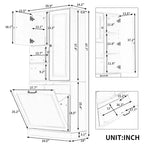 MAYEERTY Armoire de rangement haute avec étagères réglables, panier basculant, MDF et poignées en aluminium