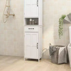 MAYEERTY Armoire étroite haute à double porte, meuble de rangement autonome avec espace fermé pour couloir et salle de bain