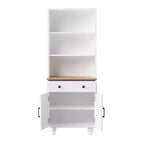 MAYEERTY Armoire de Rangement Blanche Style Ferme 4 Pieds en Bois Massif en Forme de Gourde 5 Étagères Réglables Tiroir