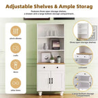 MAYEERTY Armoire de Rangement Blanche Style Ferme 4 Pieds en Bois Massif en Forme de Gourde 5 Étagères Réglables Tiroir
