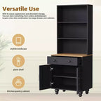 MAYEERTY Armoire de Rangement Blanche Style Ferme 4 Pieds en Bois Massif en Forme de Gourde 5 Étagères Réglables Tiroir