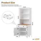 MAYEERTY Armoire de Rangement Blanche Style Ferme 4 Pieds en Bois Massif en Forme de Gourde 5 Étagères Réglables Tiroir