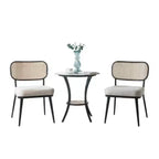 Ensemble de 3 tables d'appoint et de chaises Col, pieds noirs, plateau en verre, siège rembourré - BM337289