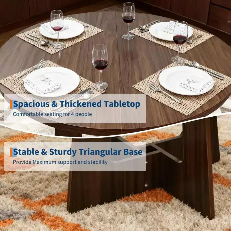 Table de salle à manger ronde COZONY 43.3 pour 4 personnes, table de cuisine en bois avec base en croix, table de salle à manger de style ferme pour la maison, la cuisine, les petits espaces