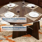 Table de salle à manger ronde COZONY 43.3 pour 4 personnes, table de cuisine en bois avec base en croix, table de salle à manger de style ferme pour la maison, la cuisine, les petits espaces