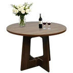 Table de salle à manger ronde COZONY 43.3 pour 4 personnes, table de cuisine en bois avec base en croix, table de salle à manger de style ferme pour la maison, la cuisine, les petits espaces