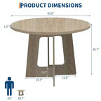 Table de salle à manger ronde COZONY 43.3 pour 4 personnes, table de cuisine en bois avec base en croix, table de salle à manger de style ferme pour la maison, la cuisine, les petits espaces