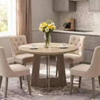 Table de salle à manger ronde COZONY 43.3 pour 4 personnes, table de cuisine en bois avec base en croix, table de salle à manger de style ferme pour la maison, la cuisine, les petits espaces