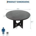 Table de salle à manger ronde COZONY 43.3 pour 4 personnes, table de cuisine en bois avec base en croix, table de salle à manger de style ferme pour la maison, la cuisine, les petits espaces