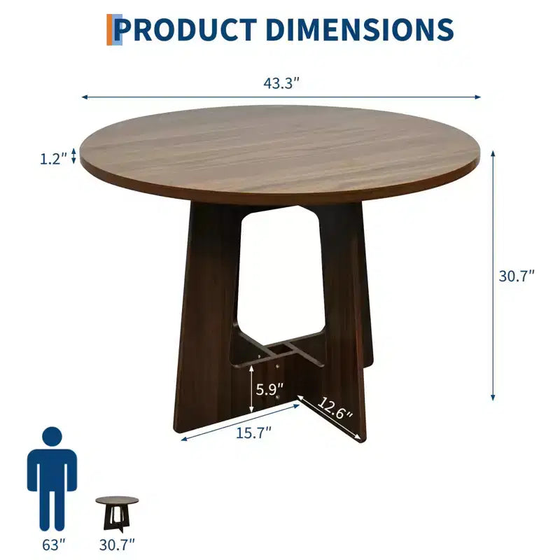 Table de salle à manger ronde COZONY 43.3 pour 4 personnes, table de cuisine en bois avec base en croix, table de salle à manger de style ferme pour la maison, la cuisine, les petits espaces