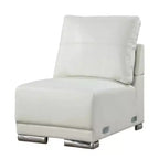Fauteuil de salon sans accoudoirs modulable Royal Hampton, métal chromé, similicuir blanc