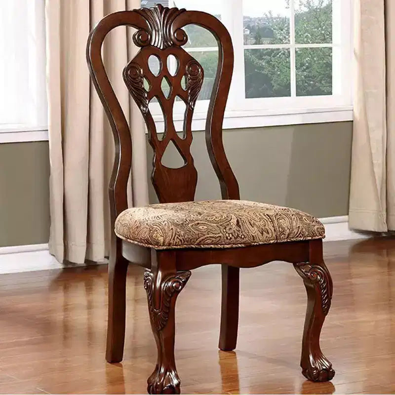 Chaise d'appoint traditionnelle Royal Hampton avec tissu, finition cerise brune, lot de 2