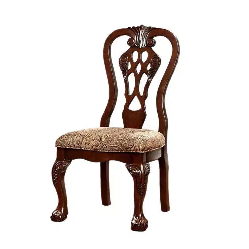 Chaise d'appoint traditionnelle Royal Hampton avec tissu, finition cerise brune, lot de 2