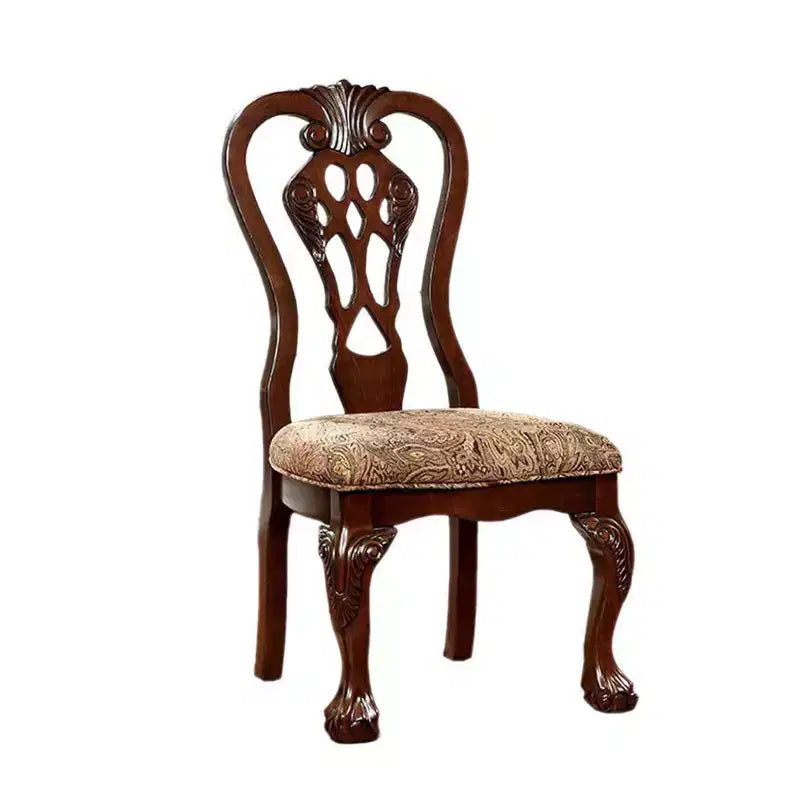 Chaise d'appoint traditionnelle Royal Hampton avec tissu, finition cerise brune, lot de 2