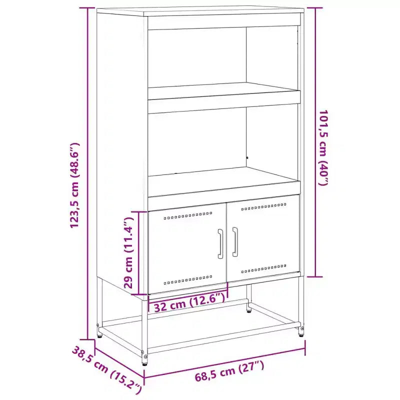 vidaXL Meuble haut noir Acier 68,5x38,5x123,5 cm Meuble haut Rectangulaire