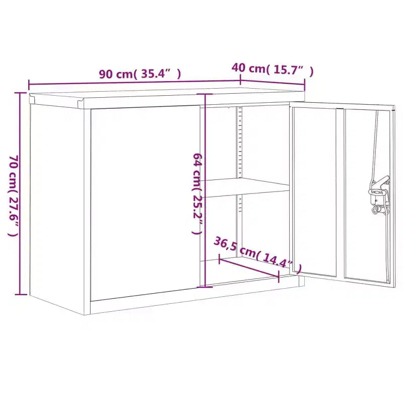 vidaXL Classeur gris clair en acier enduit de poudre 89,9 x 40 x 109,9 cm
