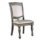 Chaise d'appoint en bois massif rembourrée en similicuir Royal Hampton, lot de deux, argent et gris