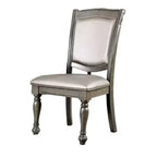 Chaise d'appoint en bois massif rembourrée en similicuir Royal Hampton, lot de deux, argent et gris