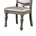 Chaise d'appoint en bois massif rembourrée en similicuir Royal Hampton, lot de deux, argent et gris