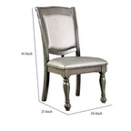 Chaise d'appoint en bois massif rembourrée en similicuir Royal Hampton, lot de deux, argent et gris
