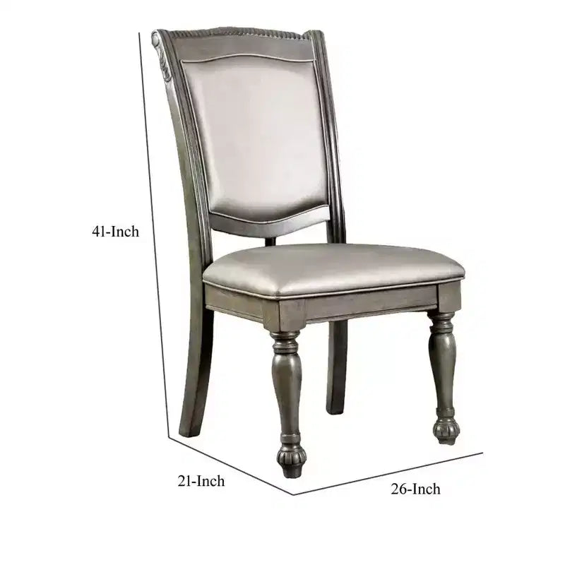 Chaise d'appoint en bois massif rembourrée en similicuir Royal Hampton, lot de deux, argent et gris